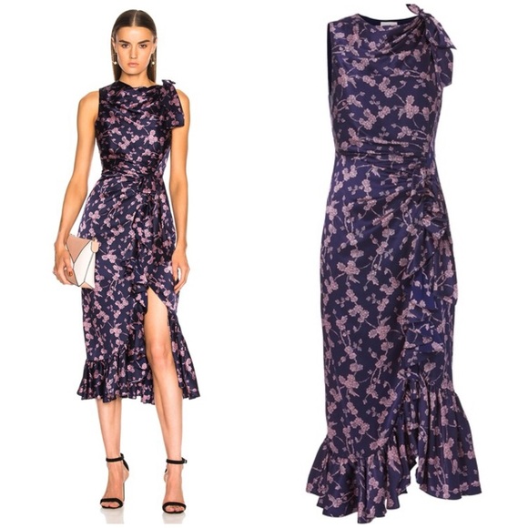 cinq a sept Dresses & Skirts - Cinq à Sept Nanon Knotted Silk MIDI Dress Tea Rose & Eclipse $645